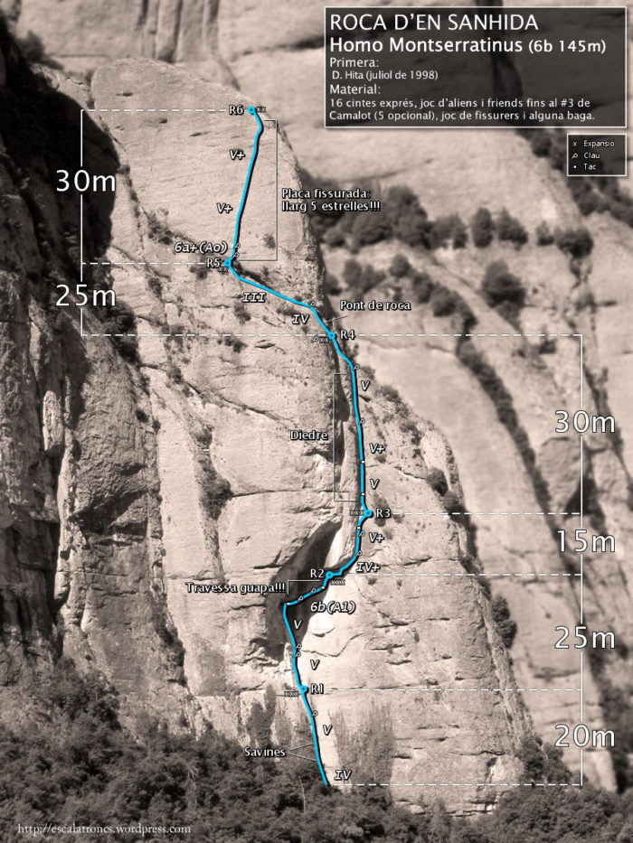 Ressenya de la via Homo Montserratinus a la Roca d'en Sanhida (Montserrat-Ecos)